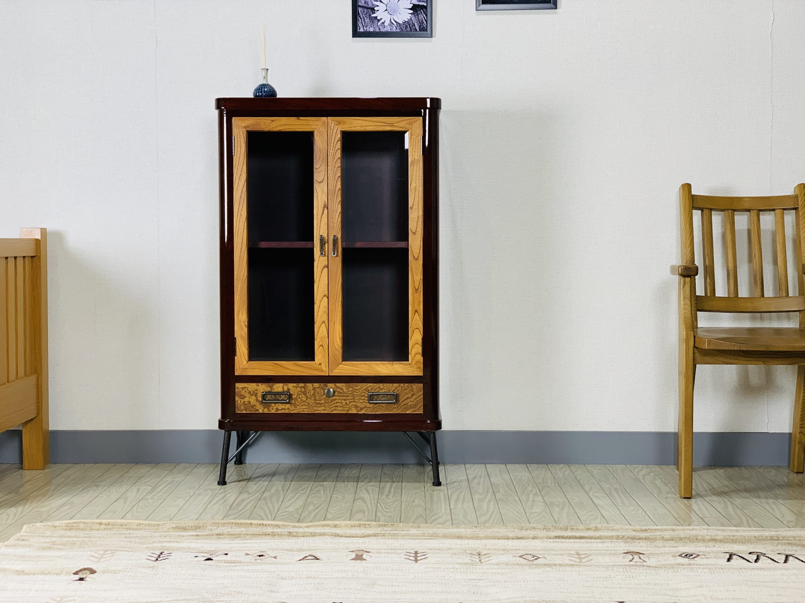 Japanese traditional craft] Nihonmatsu Traditional Furniture – KEYAKI  Modern Style Cabinet 60